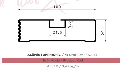 ALUMINYUM PROFIL BISIKLETLIK 1 MT ( 1,37 KG ) ELOKSALLI